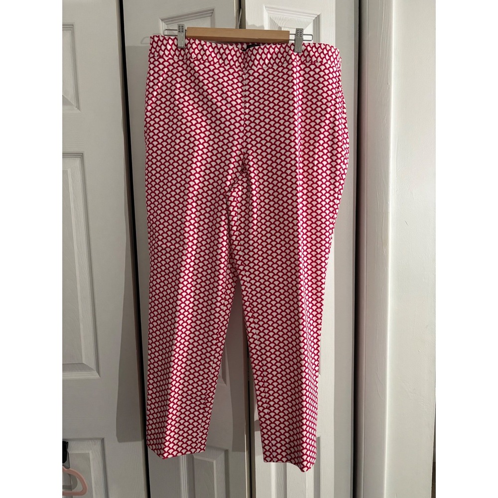Talbots Chatham Ankle Pants 16P NWT Red White Geo Stretch MSRP $99 - Picture 3 of 8